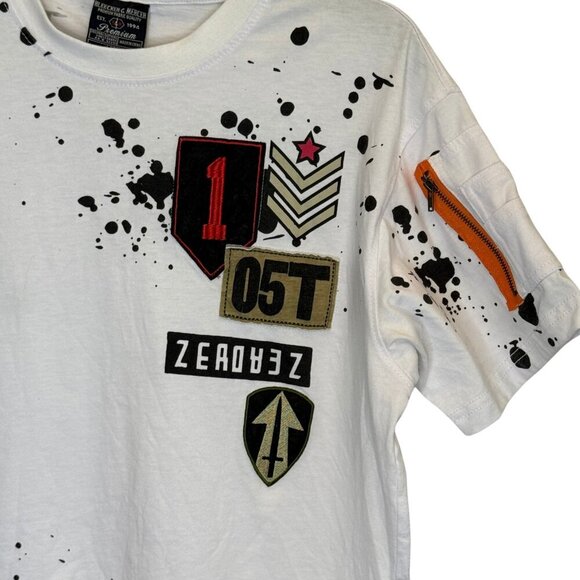 Bleecker & Mercer Mens Embroidered Zippered Short Sleeve T-Shirt - Size L - Picture 3 of 5